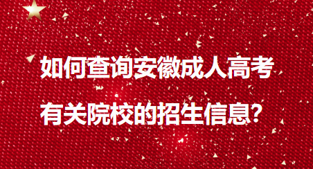 如何查询安徽成人高考有关院校的招生信息？